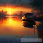 A Beautiful Sunset On The River 3 Nature Ai Art