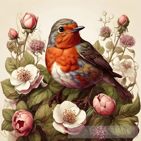 A Bird Among The Flowers Animal Ai Art