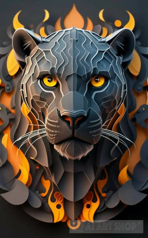 A Black Panther Head Black Animal Ai Art