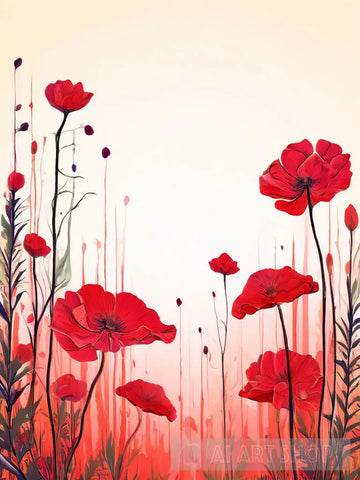 A Blaze Of Red Poppies Ai Painting