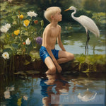 A Boy Sitting By The River Portrait Ai Art