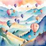 A Bunch Of Hot Air Balloons Floating Over The Mountains Ai Artwork