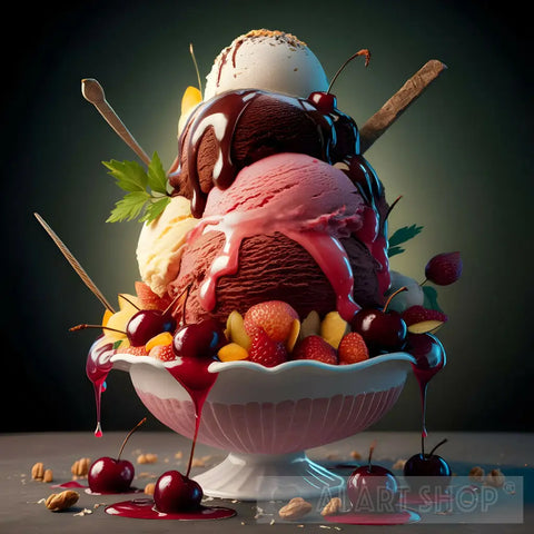 A Captivating And Whimsical Photo Of Ice Cream Bowl Ai Artwork