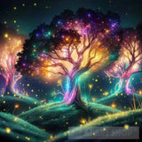 A Captivating Scene Of Trees That Appear To Be Alive With Twinkling Lights And Vibrant 19 Nature Ai