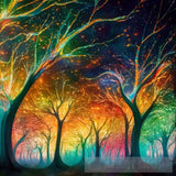 A Captivating Scene Of Trees That Appear To Be Alive With Twinkling Lights And Vibrant 19 Nature Ai