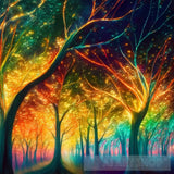 A Captivating Scene Of Trees That Appear To Be Alive With Twinkling Lights And Vibrant 19 Nature Ai