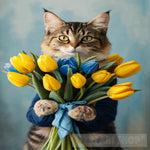 A Cat Carrying Flowers Ai Artwork