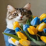 A Cat Carrying Flowers Ai Artwork