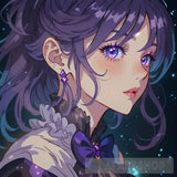 A Close Up Of Cute Anime Girl With Purple Eyes Portrait Ai Art