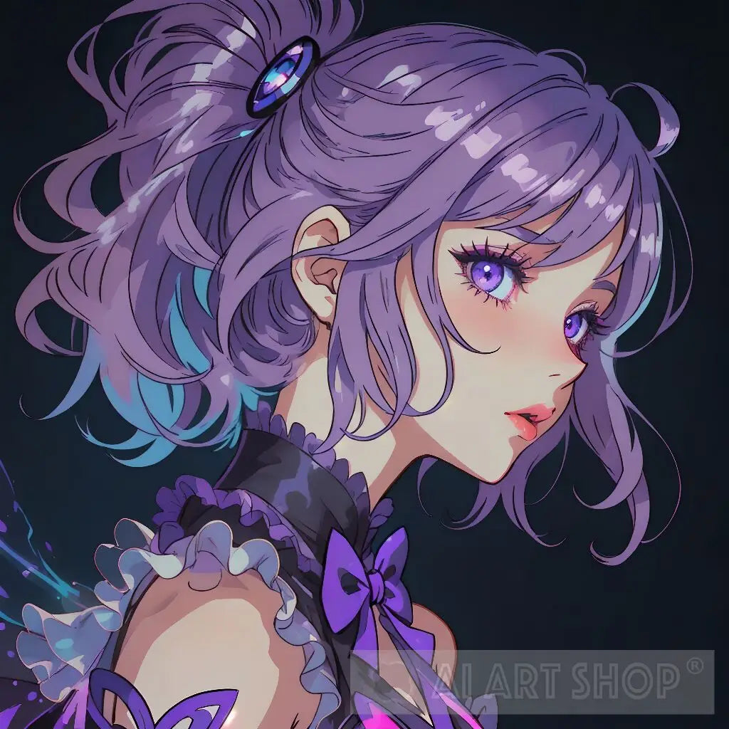 A Close Up Of A Cute Anime Girl With Purple Eyes