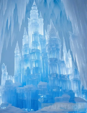 A Close Up Visual Of An Exceptionally Beautiful Ice Castle Ai Painting