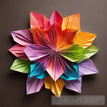 A Colorful Origami Flower. Ai Painting