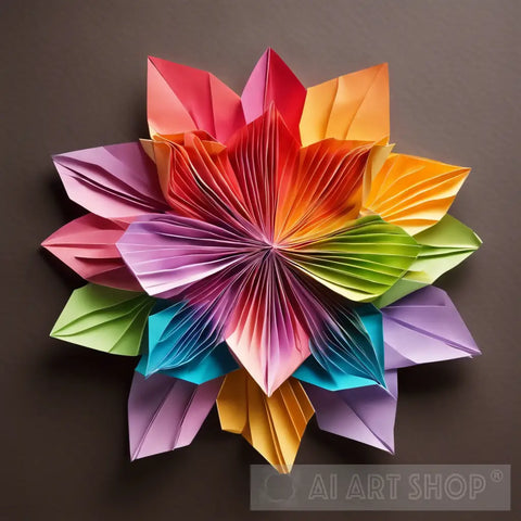 A Colorful Origami Flower. Ai Painting