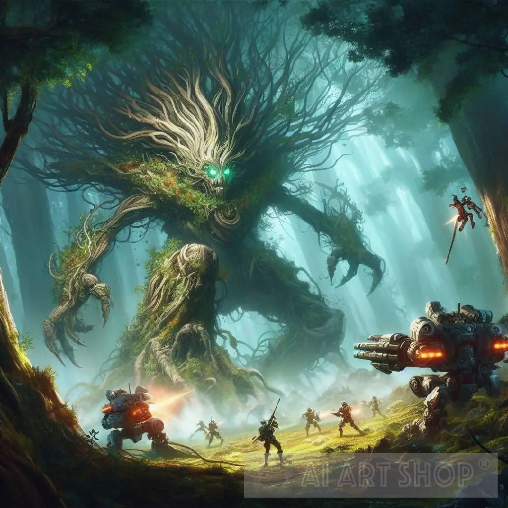 A colossal, sentient tree battle