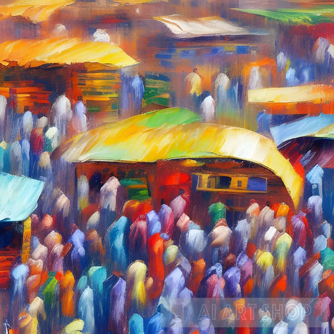 A Crowded African Market 2 Impressionism Ai Art