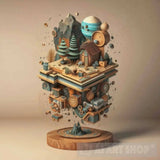 A Cube In The Air Containing A Beautiful Landscape Ai Artwork