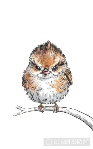 ِA Cute Bird Standing On A Branch Animal Ai Art