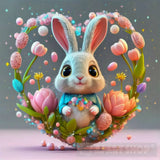 A Cute Bunny And Flowers Inside A 3D Hear Ai Painting