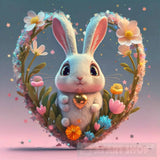 A Cute Bunny And Flowers Inside A 3D Hear Ai Painting