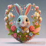 A Cute Bunny And Flowers Inside A 3D Hear Ai Painting