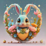 A Cute Bunny And Flowers Inside A 3D Hear Ai Painting