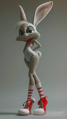 A cute cartoon humanoid rabbit, referencing the style of Bugs Bunny