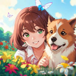 A Cute Dog And A Girl Portrait Ai Art