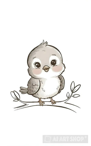 A Cute Drawing Of An Extremely Tiny Bird Against White Background Animal Ai Art