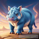 A Cute Hippopotamus X Emu Hybrid Pokemon-Like Creature Animal Ai Art