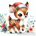 A Cute Little Deer With A Santa Hat Animal Ai Art