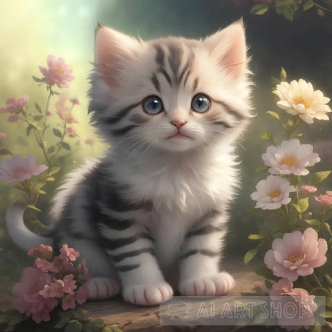 A Cute Little Kitten Animal Ai Art