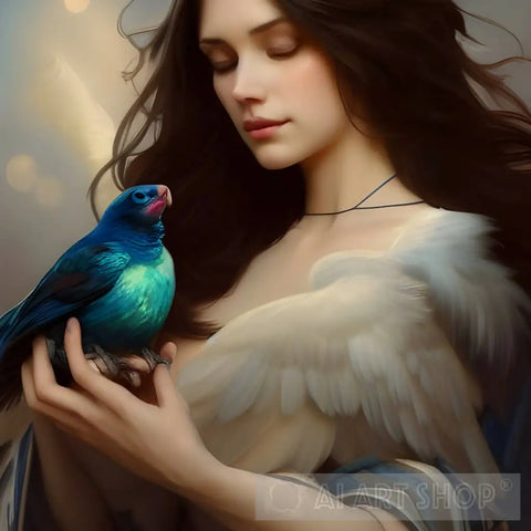 A Damsel And Her Bird 3 Ai Artwork