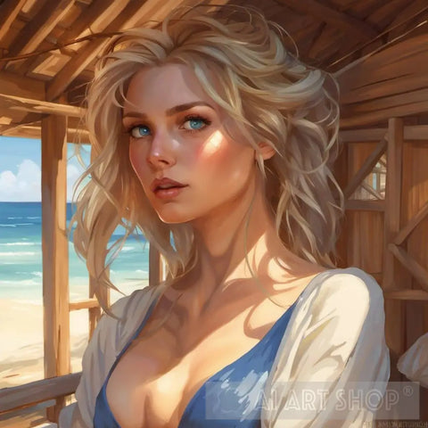 A Day At The Beach Cabin Ai Artwork