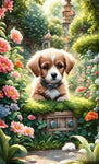 A Dog Sitting In A Garden. Ai Artwork