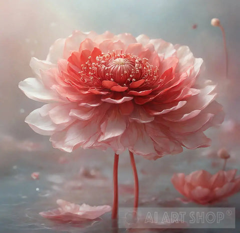 A Dreamy Ethereal Rendering Of A Single Red Flower Ai Artwork