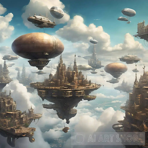 A Floating City In The Clouds Ai Artwork