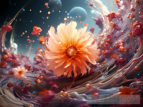 A Flower In Space Ai Painting