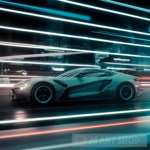 A Futuristic Car Racing In Techno Modern World Ai Artwork