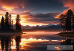 A Gentle Reflection Of A Sunset Nature Ai Art