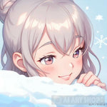 A Girl Amidst The Enchanting Snow. Portrait Ai Art