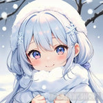 A Girl Amidst The Enchanting Snow. Portrait Ai Art