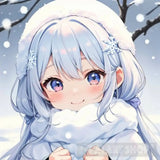 A Girl Amidst The Enchanting Snow. Portrait Ai Art