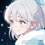 A Girl Amidst The Enchanting Snow. Portrait Ai Art