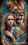 A Girl With A Lion By Her Side Emerging From The Ai Artwork