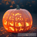 A Glowing Orange Pumpkin Its Surface Etched With Intricate Designs Surrounded By A Blanket Of Autumn