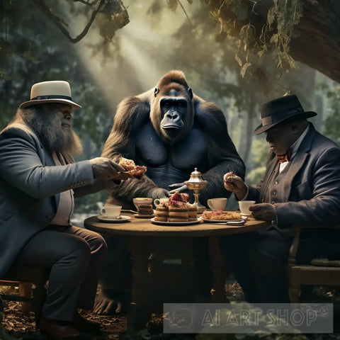 A Gorillas Tea Party 1 Animal Ai Art
