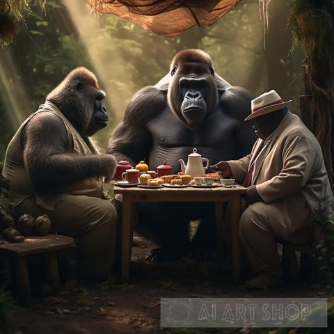 A Gorillas Tea Party 4 Animal Ai Art