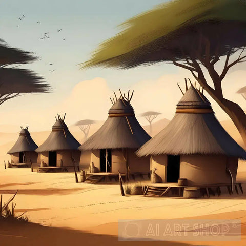 A Group Of African Huts Architecture Ai Art