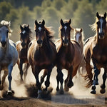 A Group Of Wild Horses Running Side By In Nature Animal Ai Art