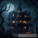 A Haunted House With A Sinister Atmosphere Filled Eerie Decorations And Mysterious Shadows Ai